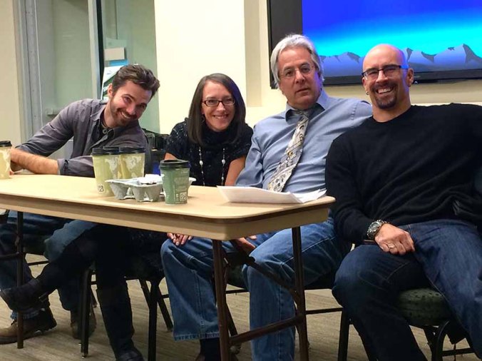 Telling a Story Visually: Colorado Photojournalists Show and Discuss Their Work" featured Josh Polson, far left, of the Greeley Tribune, Jenny Sparks of the Loveland Reporter-Herald, Kenn Bisio of Metropolitan State University of Denver, and Walt Hester of the Estes Park Trail-Gazette at a Nov. 13 workshop at Colorado State University in Fort Collins. The program was sponsored by the Colorado Pro SPJ Chapter and the CSU student SPJ chapter.